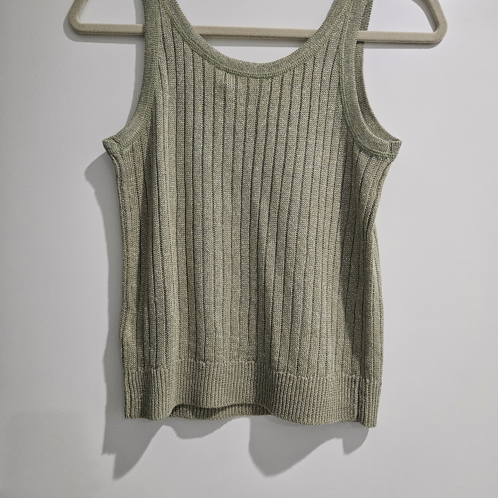 Lauren Ralph Lauren Light Green Ribbed Knit Tank Top - Picture 4 of 7